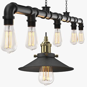 Two Detailed Industrial Chandelier
