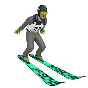 rigged ski jumper 3D model