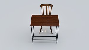 Simple Chair and Table Set 3D model