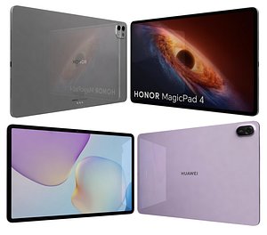 3D Honor Magic Pad 4 Gray And Huawei MatePad 11 5 2026 Feather Purple