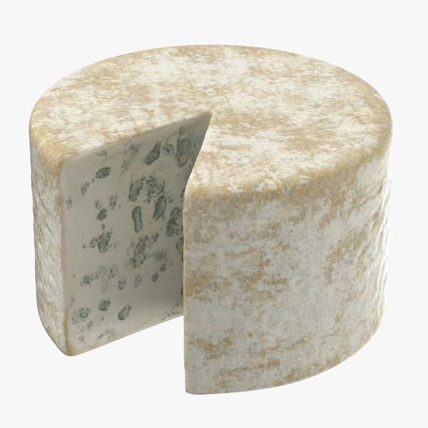 3D model blue cheese wheel cut