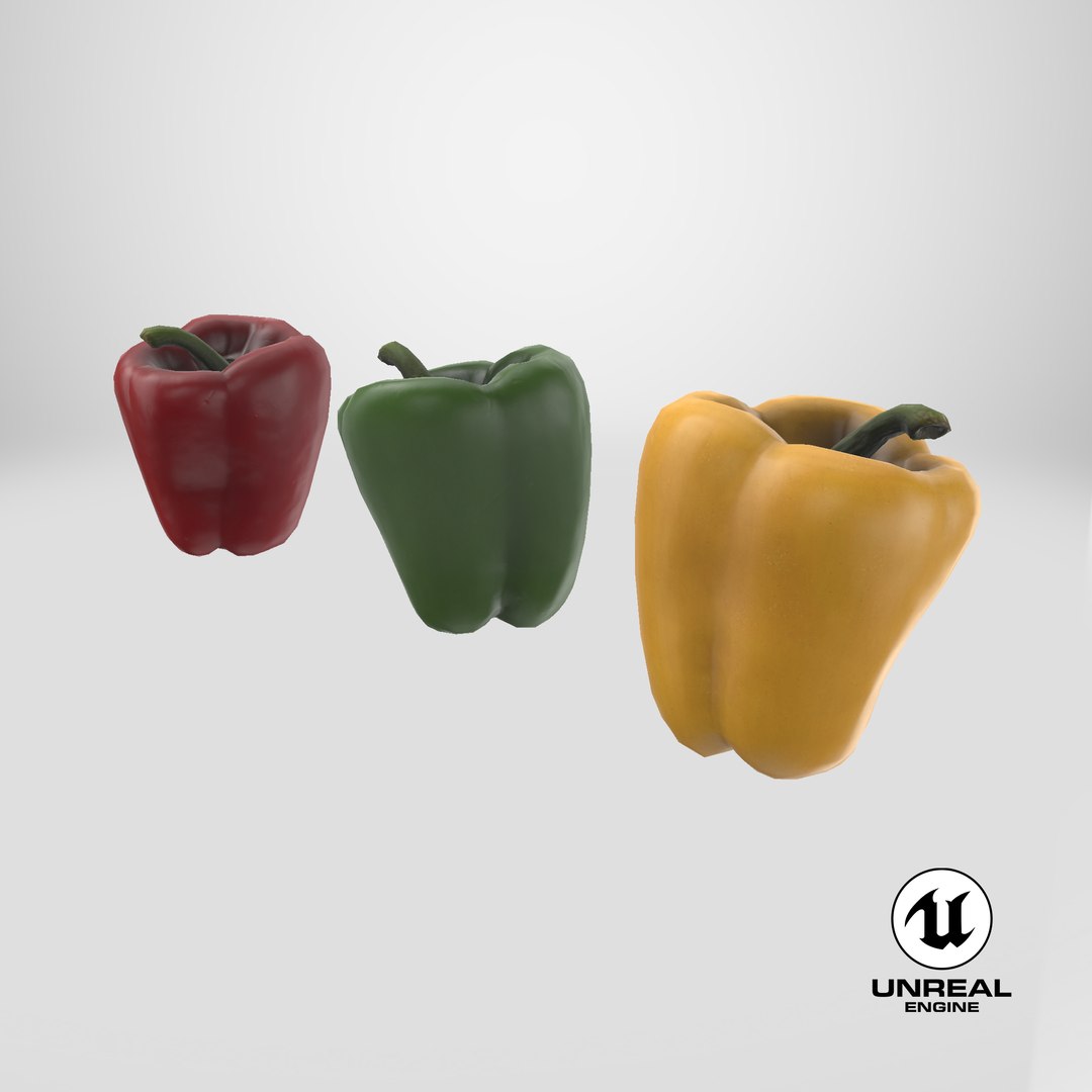3D Model Bell Pepper Red Green Yellow - TurboSquid 2245910
