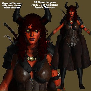 3D AAA 3D FANTASY FEMALE CHARACTER - THE DEVIL WARRIOR 01 model