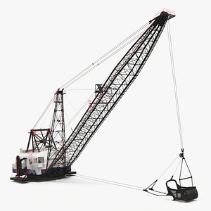 Patriot Mining Dragline With Long Boom White Rigged for Maya model