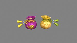 3D model cartoon lucky bags Low-poly 3D model