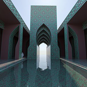 Moroccan-style infinity pool palace model