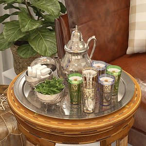 3D moroccan tea set model