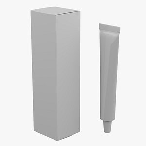 TUBE CREAM AND CARDBOARD BOX 3D