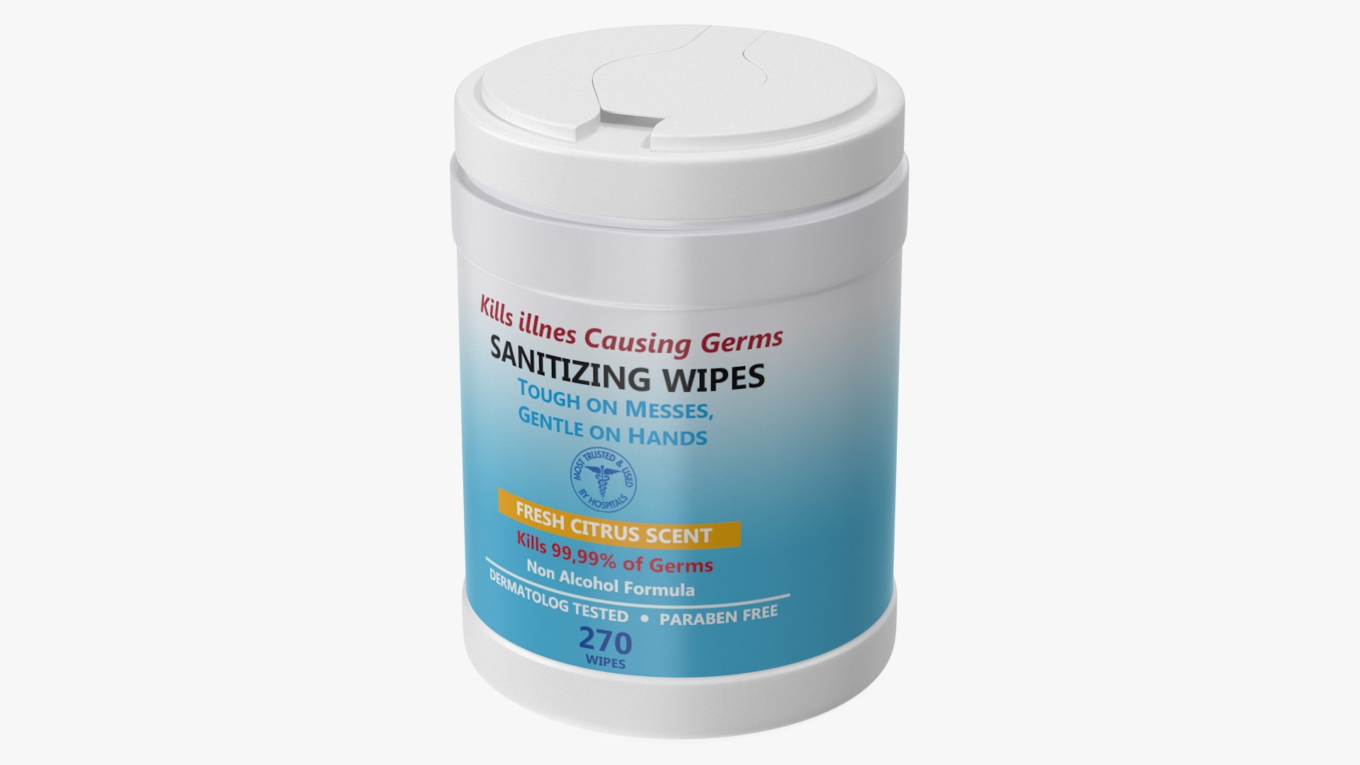 Sanitizing Wipes 270 Count Canister 3D model preview