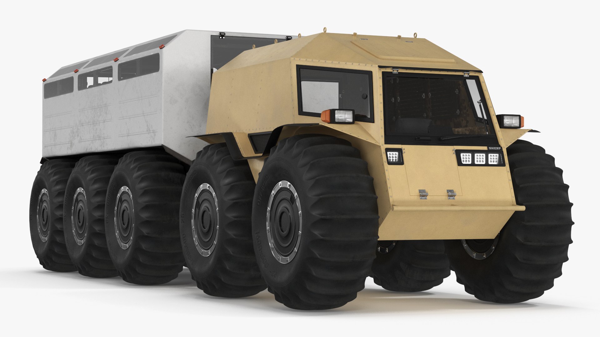 Sherp ATV with Trailer Light Gray 3D model preview