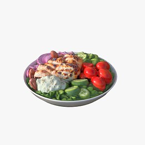 3D Mediterranean Grilled Chicken Salad Bowl