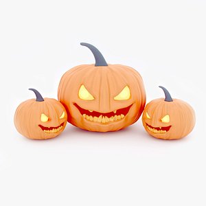 3D Pumpkin halloween game prepared engine model PBR Low-poly model
