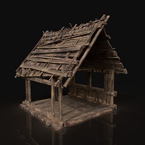 wooden roofing cover construction 3D