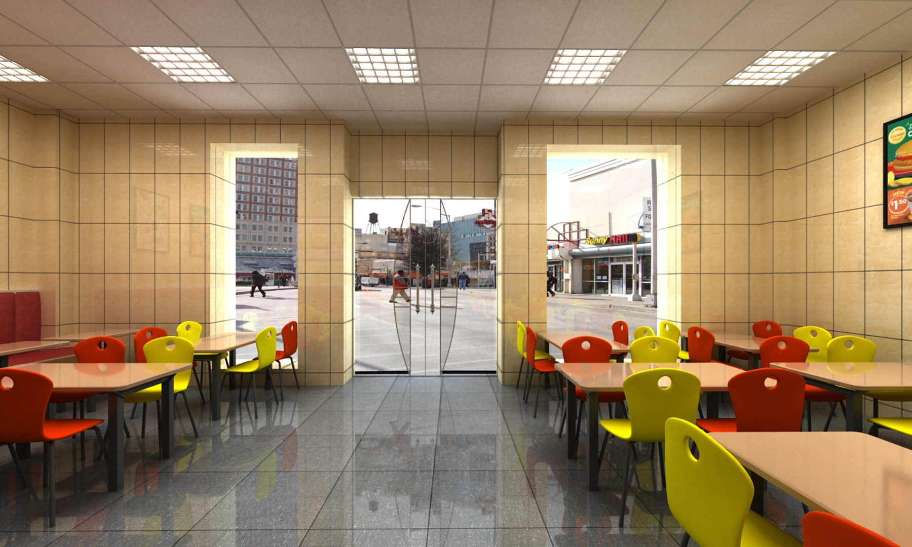 Papa John's Pizza Restaurante 01 Modelo 3d