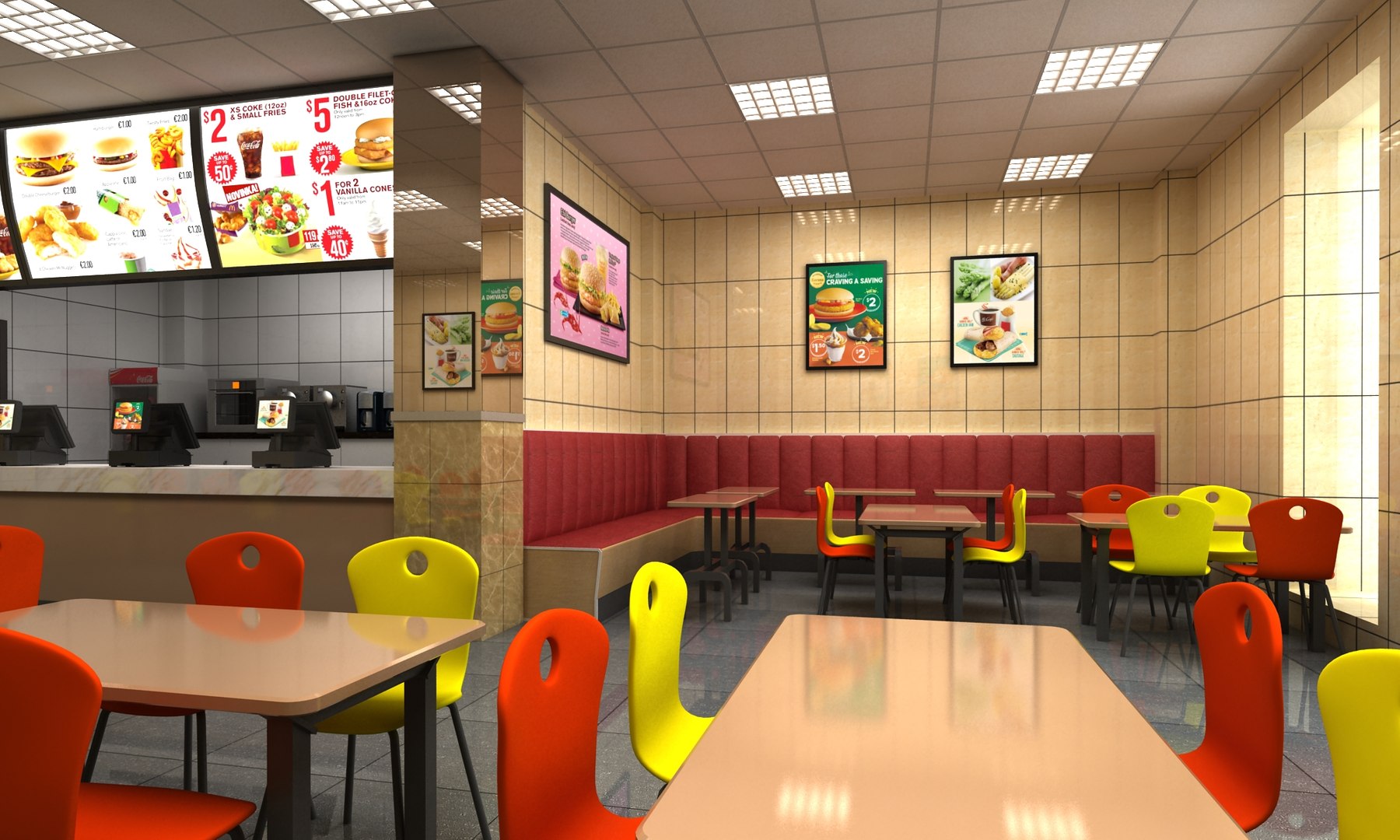 Fast Food Restaurant Interior 3D Model - TurboSquid 1652056