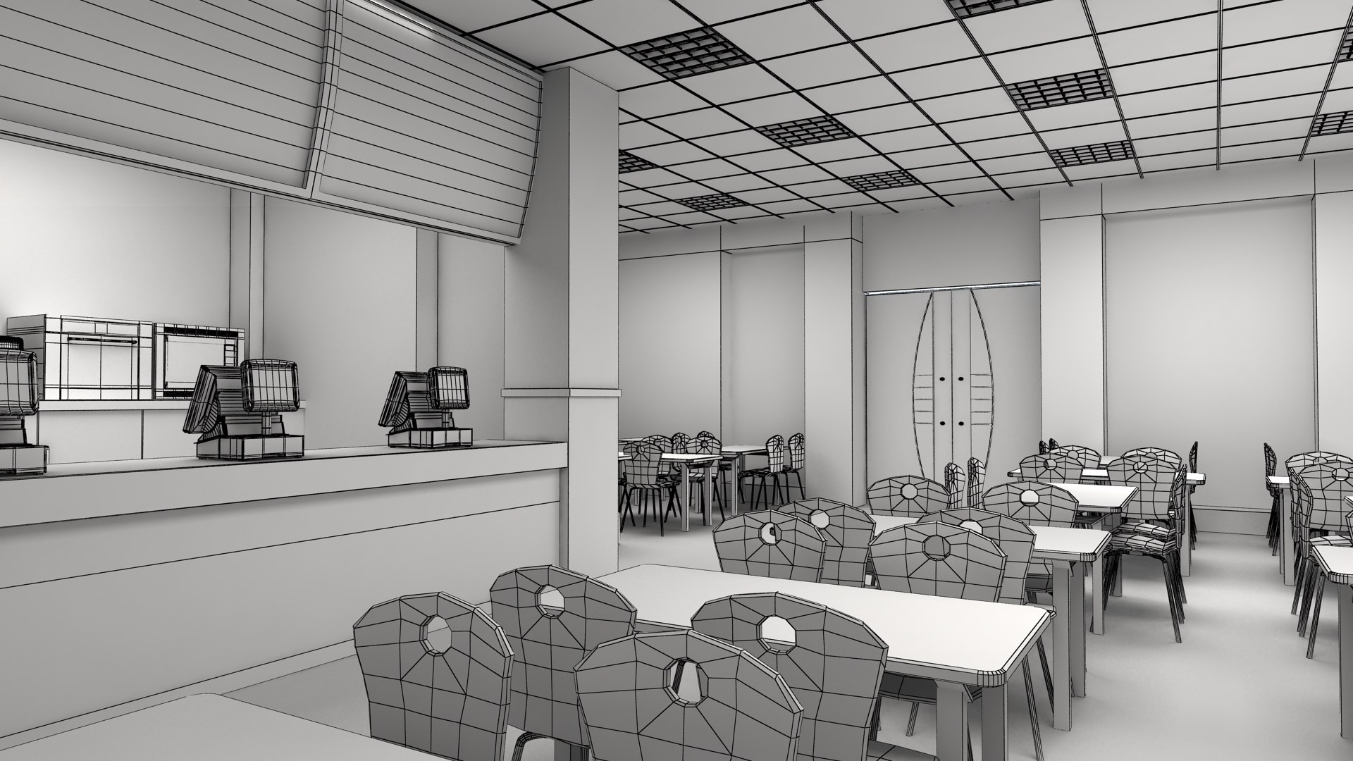Fast Food Restaurant Interior 3D Model - TurboSquid 1652056