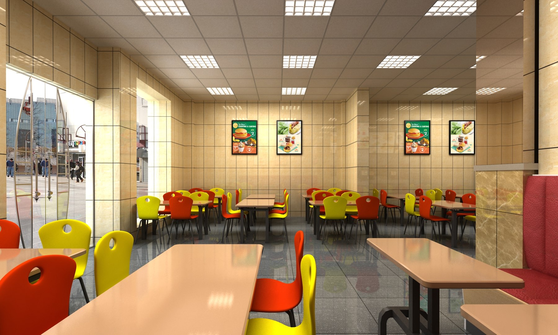 Fast Food Restaurant Interior 3D Model - TurboSquid 1652056