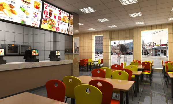 Papa John's Pizza Restaurante 01 Modelo 3d