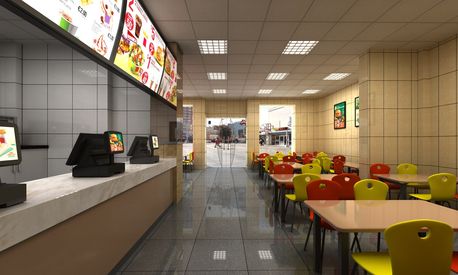 Fast Food Restaurant Interior 3D Model - TurboSquid 1652056