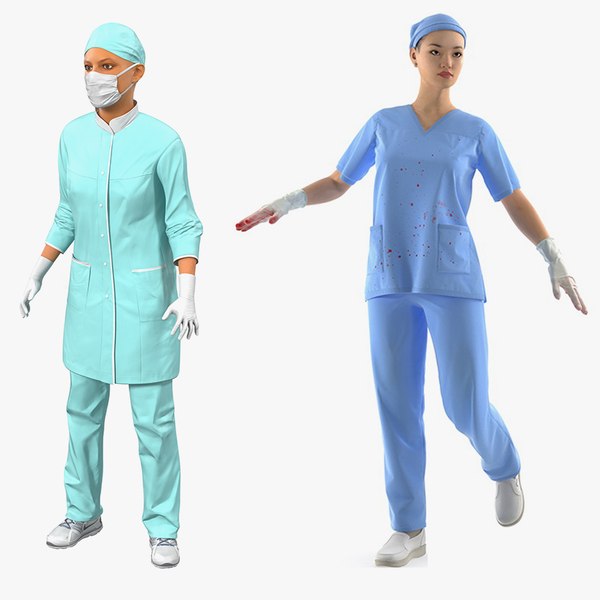 female doctors 2 rigged 3D model