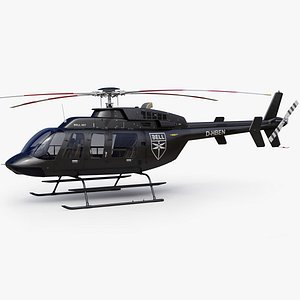 Bell 407 Black Civilian Utility Helicopter
