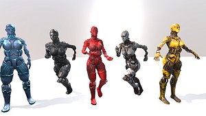 3D sci fi character girl pack game ready mixamo friendly Low-poly 3D model