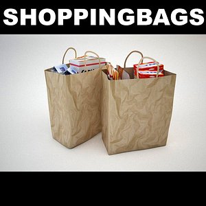 3d 3ds paper shopping bags