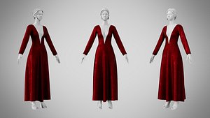 3D Dress 35 Burgundy Velvet With Design