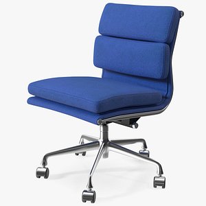 3D Chair Conference with no Arms Blue