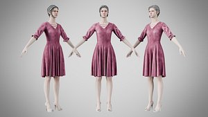 3D Dress 06 Dusty Rose Velvet model