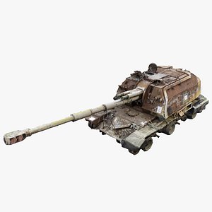 Destroyed 2S19 Msta 152 mm self-propelled howitzer M1990 Farm 3D model