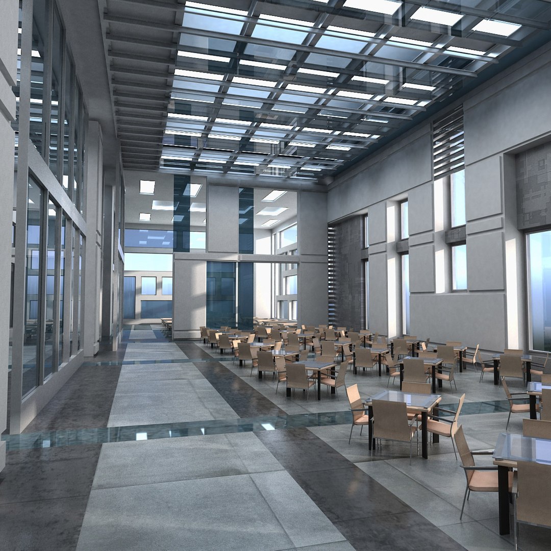 modern interior hall 3d max