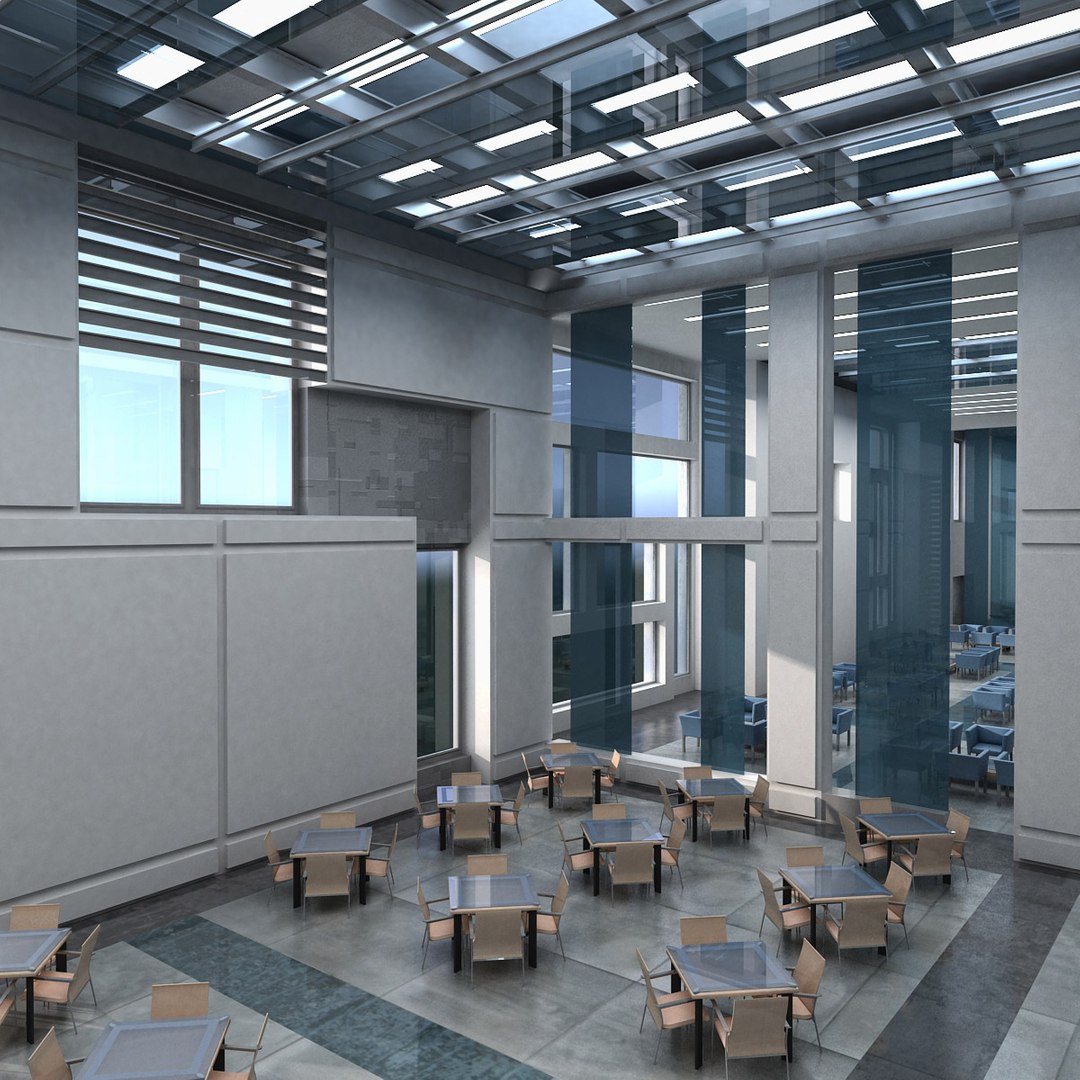 modern interior hall 3d max