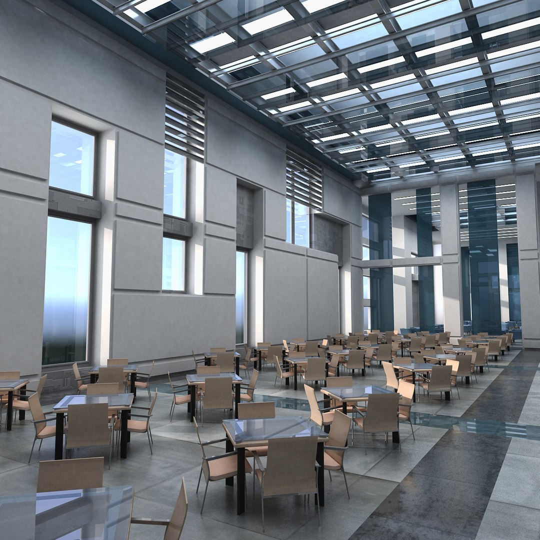 modern interior hall 3d max