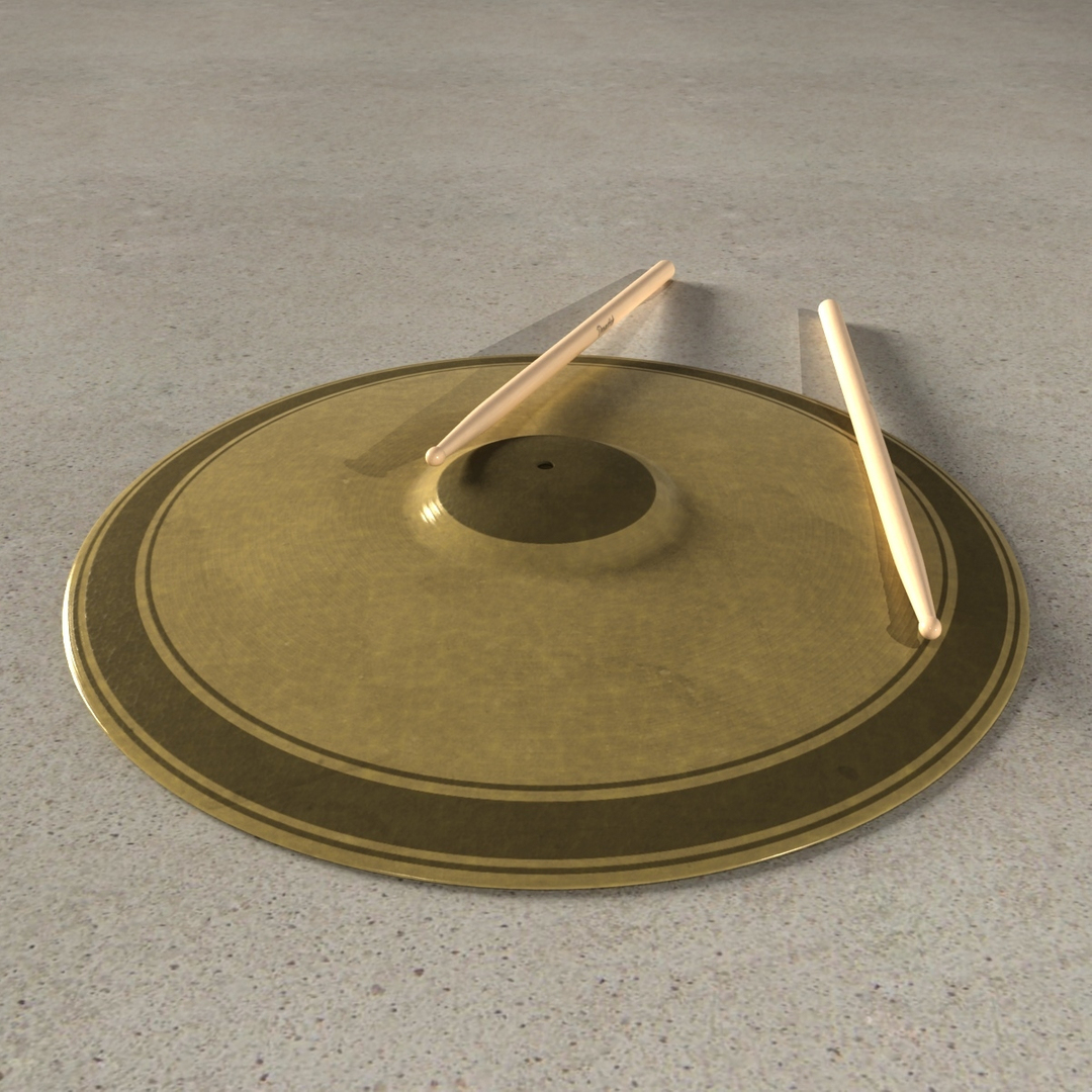 Photorealistic Cymbal Drumstick Sticks 3d Max