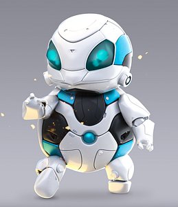 Mech Robot Turtle Cute Blue Futuristic Hitech Animal model