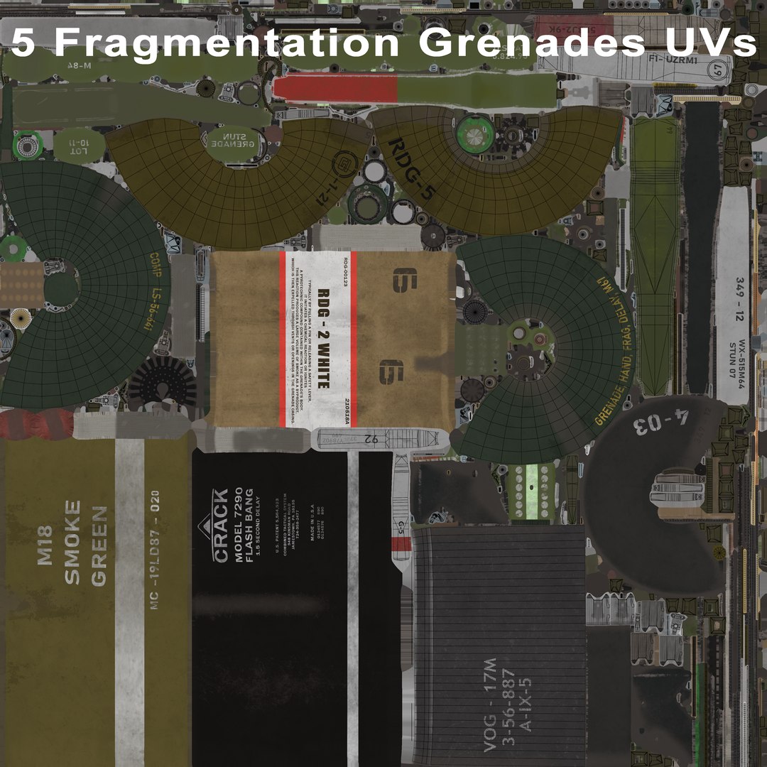 5 Fragmentation Grenades Single Mat All PBR Unity UE Textures 3D model https://p.turbosquid.com/ts-thumb/de/lBXumI/86/5fragmentattiongrenadesuvs01/png/1717045599/1920x1080/fit_q87/1a27d632d922a9465e6d3e9b9926328ce1d5d036/5fragmentattiongrenadesuvs01.jpg