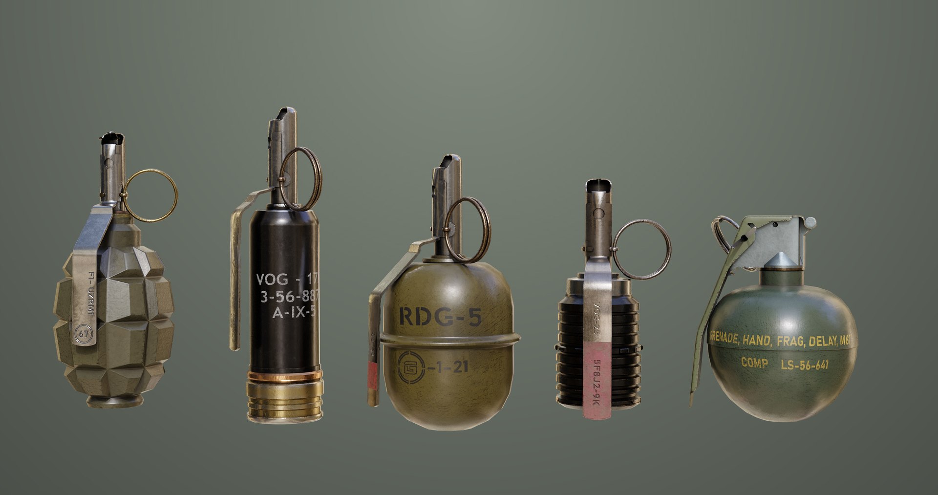 5 Fragmentation Grenades Single Mat All PBR Unity UE Textures 3D model https://p.turbosquid.com/ts-thumb/de/lBXumI/8V/5fragmentationgrenades_00024/jpg/1716980475/1920x1080/fit_q87/64b112ef79cd88d7bbb869ba411fb8ddefcc9d54/5fragmentationgrenades_00024.jpg