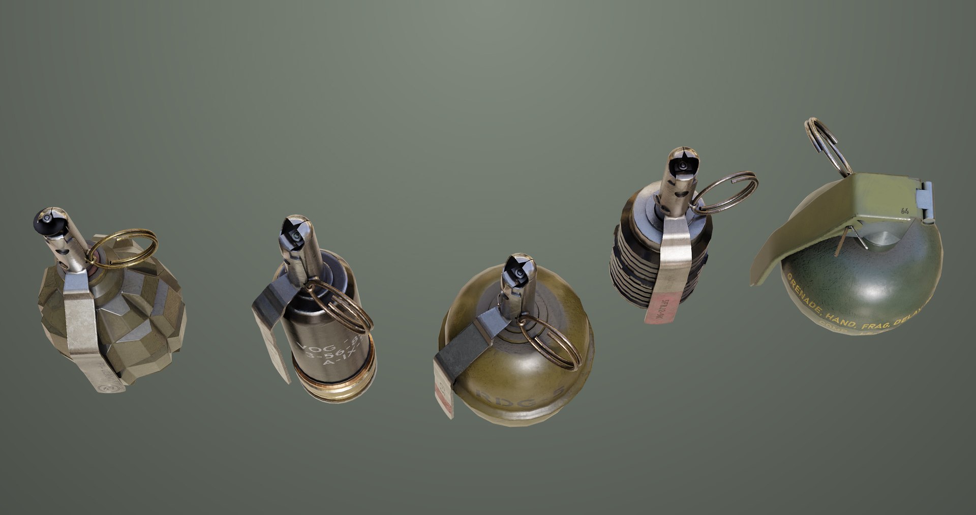 5 Fragmentation Grenades Single Mat All PBR Unity UE Textures 3D model https://p.turbosquid.com/ts-thumb/de/lBXumI/fS/5fragmentationgrenades_00026/jpg/1716980476/1920x1080/fit_q87/3f714b0880511a036fe4a2c2a47de518cf921086/5fragmentationgrenades_00026.jpg