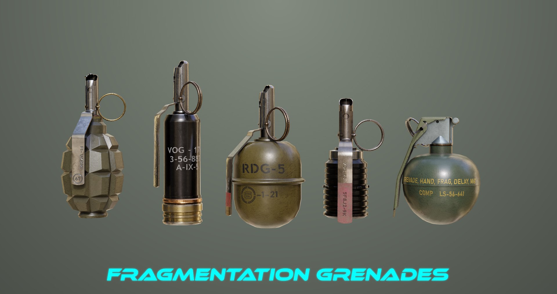 5 Fragmentation Grenades Single Mat All PBR Unity UE Textures 3D model https://p.turbosquid.com/ts-thumb/de/lBXumI/tC/5fragmentationgrenades_00028/jpg/1716980416/1920x1080/fit_q87/f0a271dd075fa79bc003522bdbf629081c3ba035/5fragmentationgrenades_00028.jpg