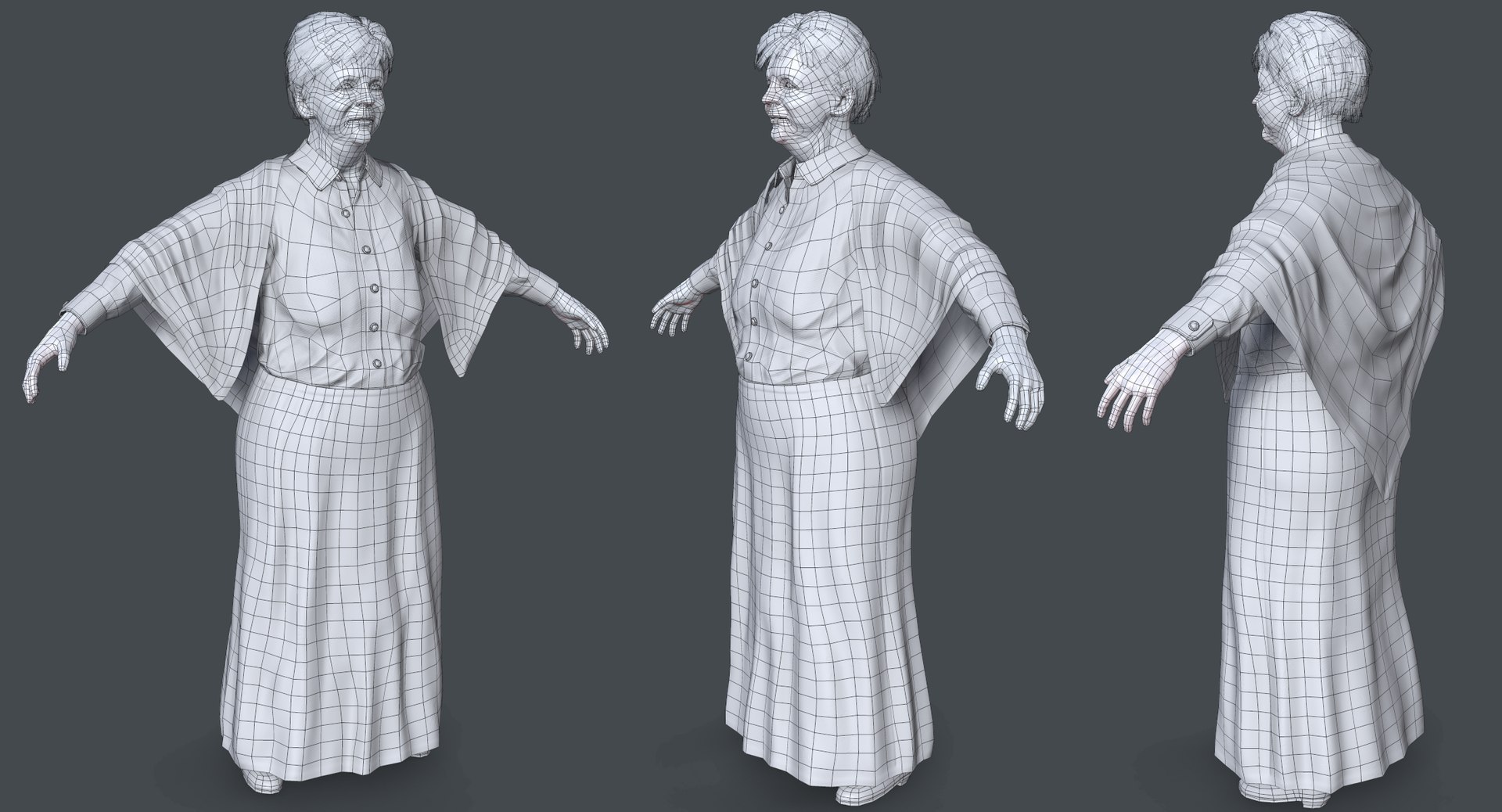 Grandma Body Clothes 3D Model - TurboSquid 1446877