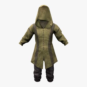 3D model Mens Medieval Hooded Ranger Outfit
