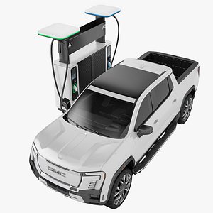 3D GMC Sierra EV 2024 with Charge Station 01