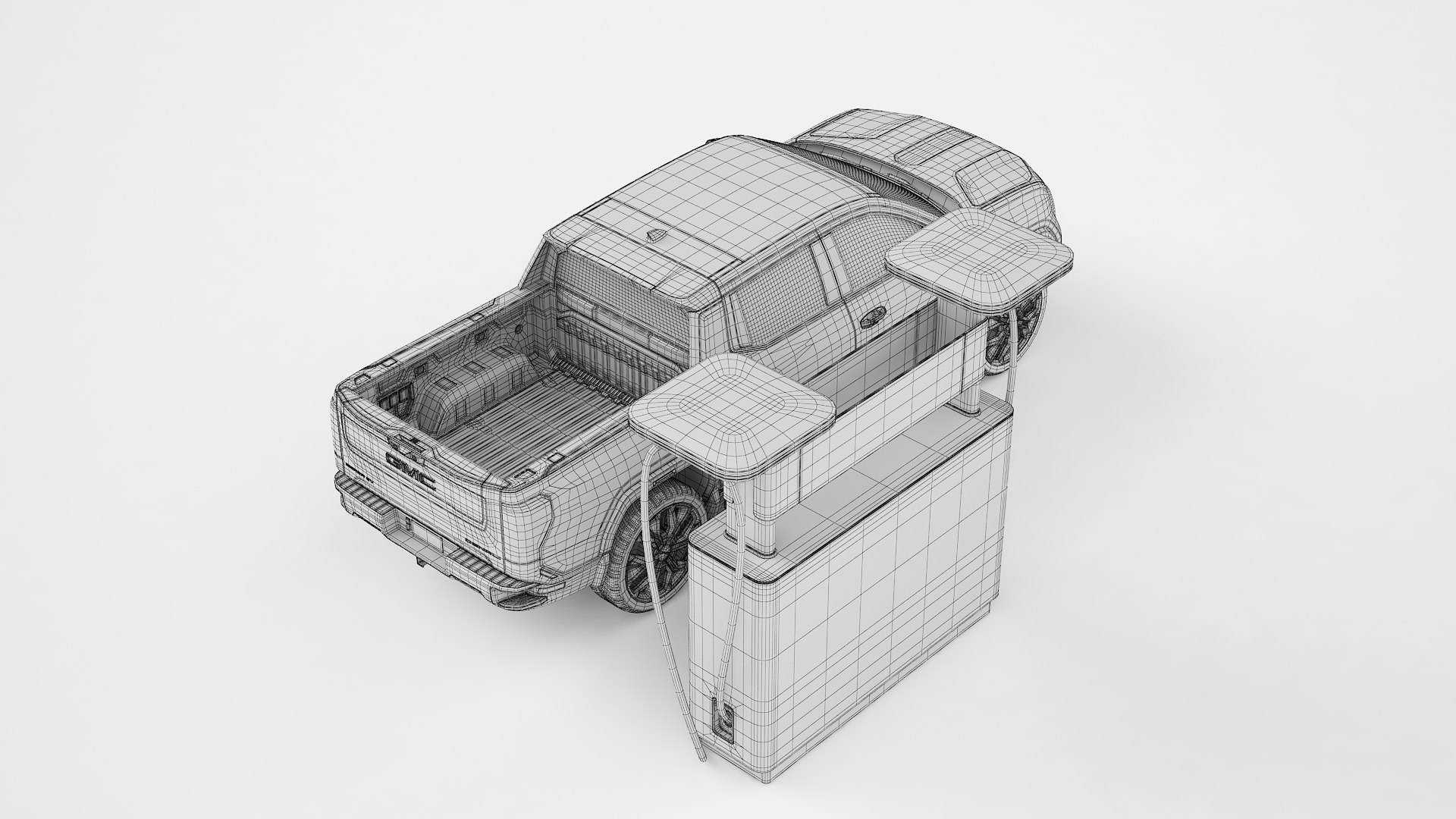 3D GMC Sierra EV 2024 with Charge Station 01 https://p.turbosquid.com/ts-thumb/de/n1Goja/gz/wire0002/jpg/1742495729/1920x1080/fit_q87/e63878c8bd66e2ef0059e7ca6d15a511ef12914f/wire0002.jpg