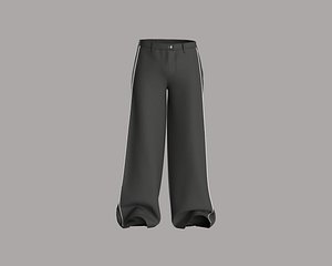 Mens wide leg pant with white piping model