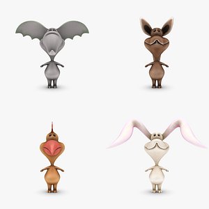 3d model cartoon animals set