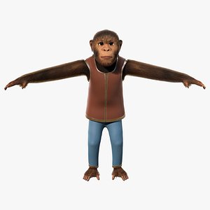 Cartoon Monkey NoRig 3D