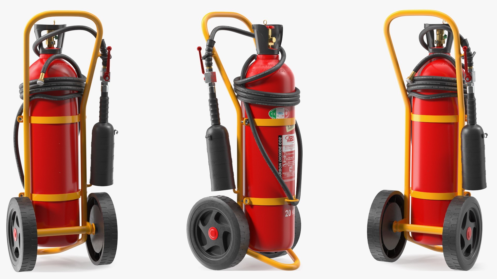 ABS SRL CO2 Wheeled Fire Extinguisher 20Kg 3D model preview