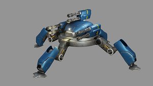 3D Sci Fi Quad Bot - Low Poly - Game Ready - PBR