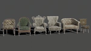 3D armchairs pbr model